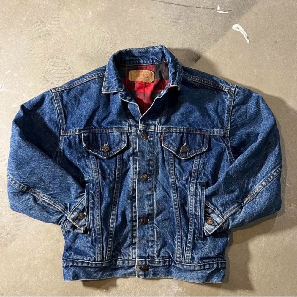 Vintage Levi’s Type 3 Denim Trucker Jacket Buffalo Plaid Blanket Lined